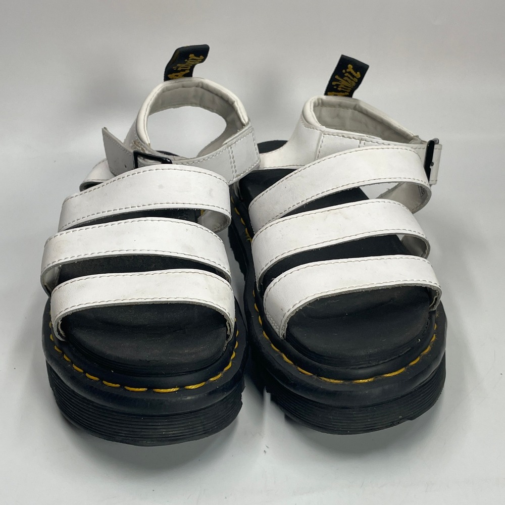 Dr. Martens Women's 6 Blaire White Platform Sandals Hydro Leather AW004 GV01W - Picture 2 of 7